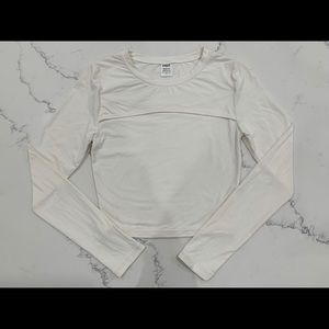 White Alphalete Keyhole Cropped Long Sleeve